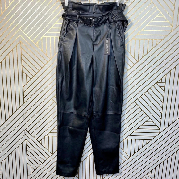 BLANKNYC Belted Paperbag Waist Vegan Leather Pants - Picture 2 of 13